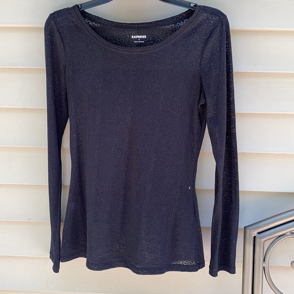 Sheer animal print black express top size s